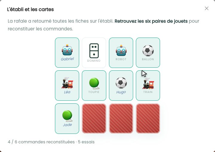 Le memory des commandes